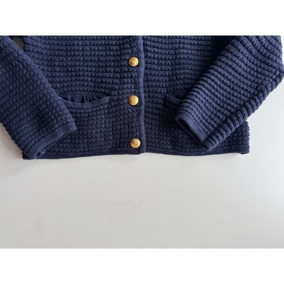 GAP Navy Blue Cotton Textured Knit Gold Button Cardigan Sweater Jacket, Size M - Picture 9 of 15